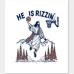 he is rizzin jesus basketball Posters and Art